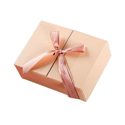 Luxury invitation card wedding high end cardboard gift box with double open door cosmetic packaging box